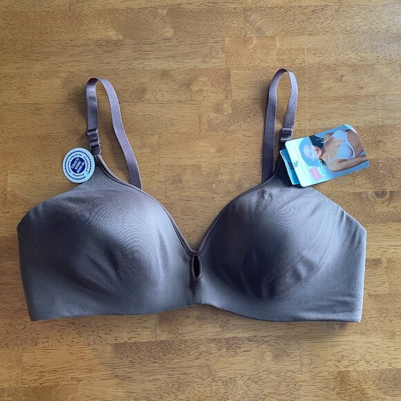 Size 38C Hanes brown convertible wire-free lightly padded bra adjustable straps - Picture 2 of 11